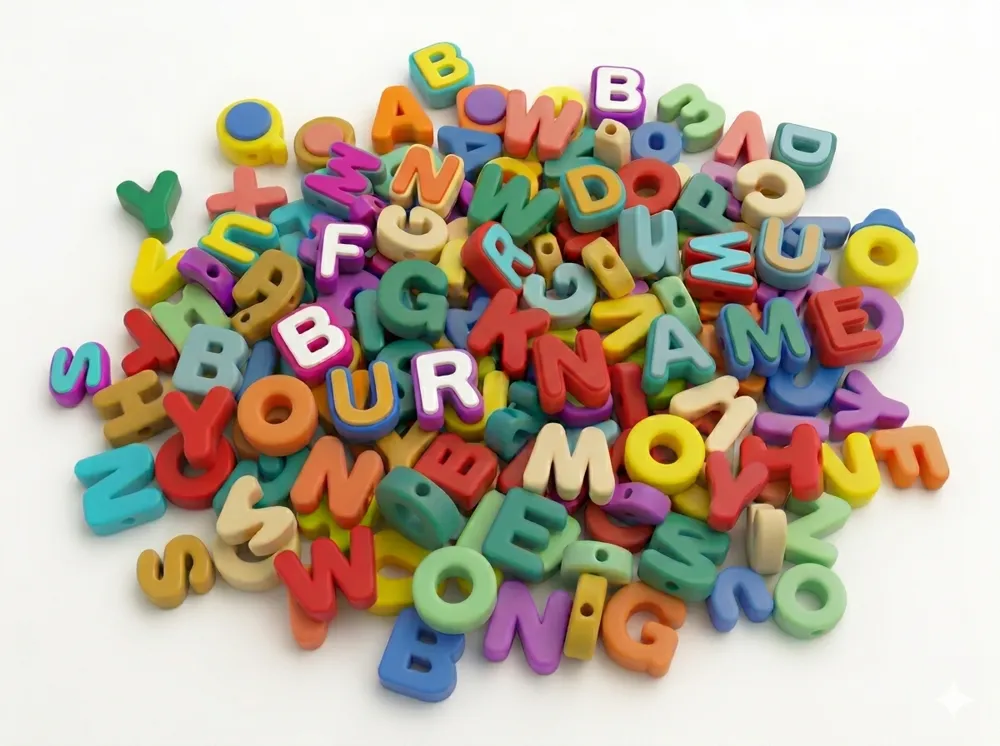 6 Letras con perforación para enhebrar