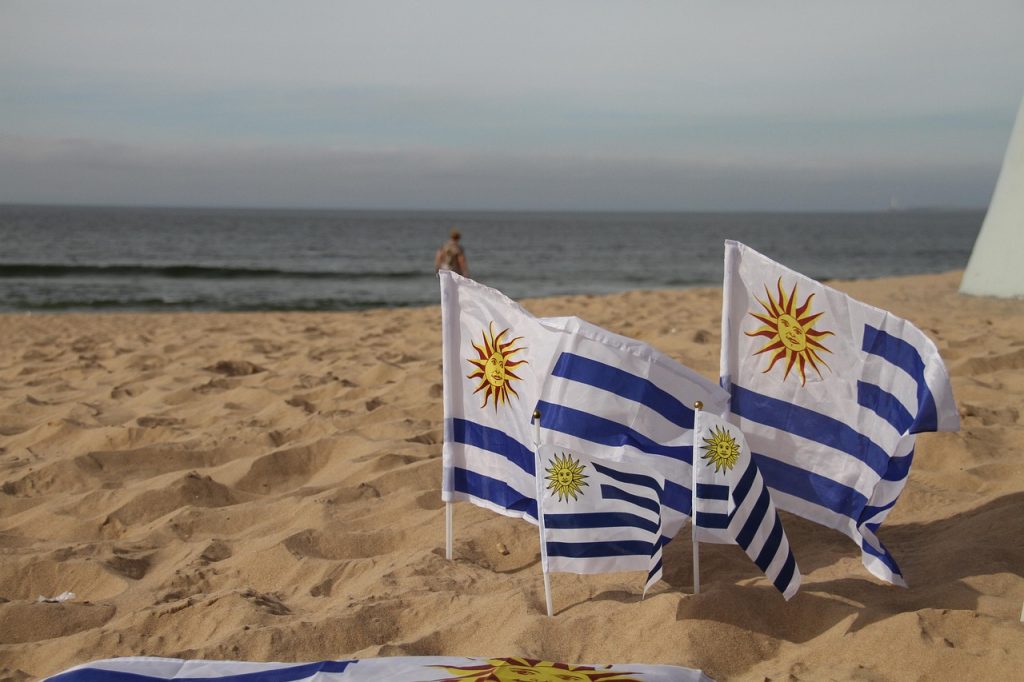 uruguay, flag, country, uruguayan, beach, nature, coast